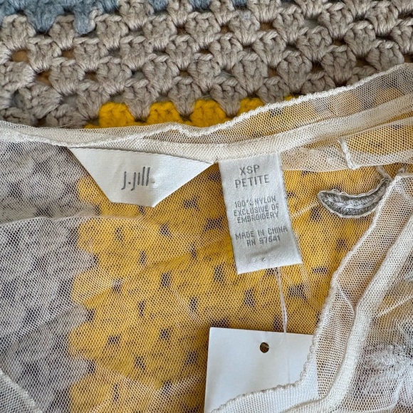 J. Jill Sheer Floral Embroidered Blouse - Cream - Picture 4 of 13